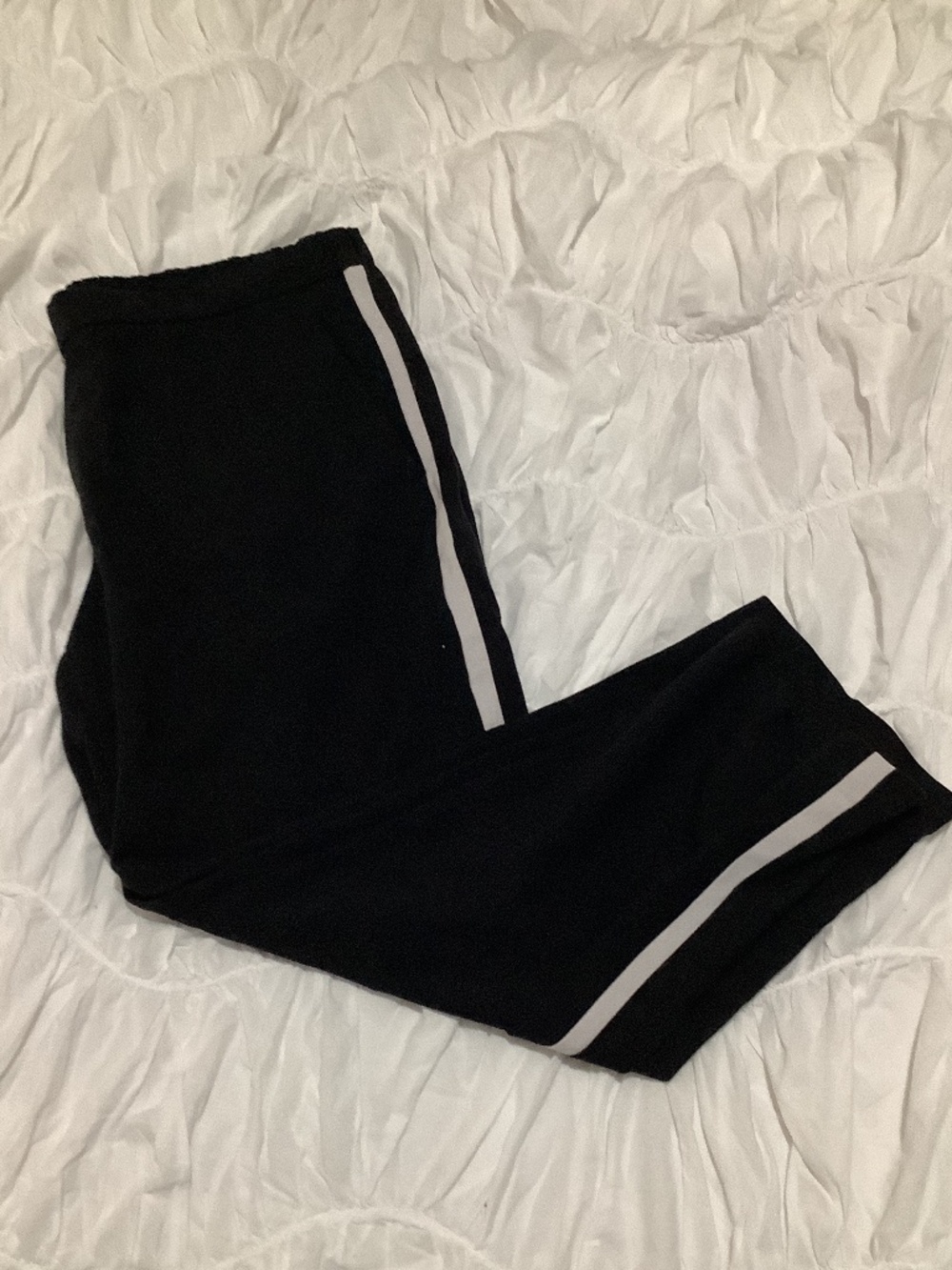 Black Dress Pants with White Stripes and Pockets